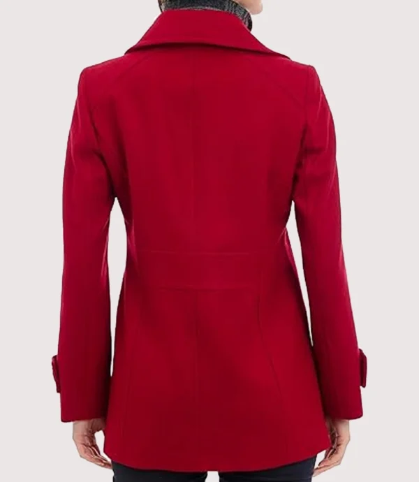 Women's Single-Breasted Wool Red Coat